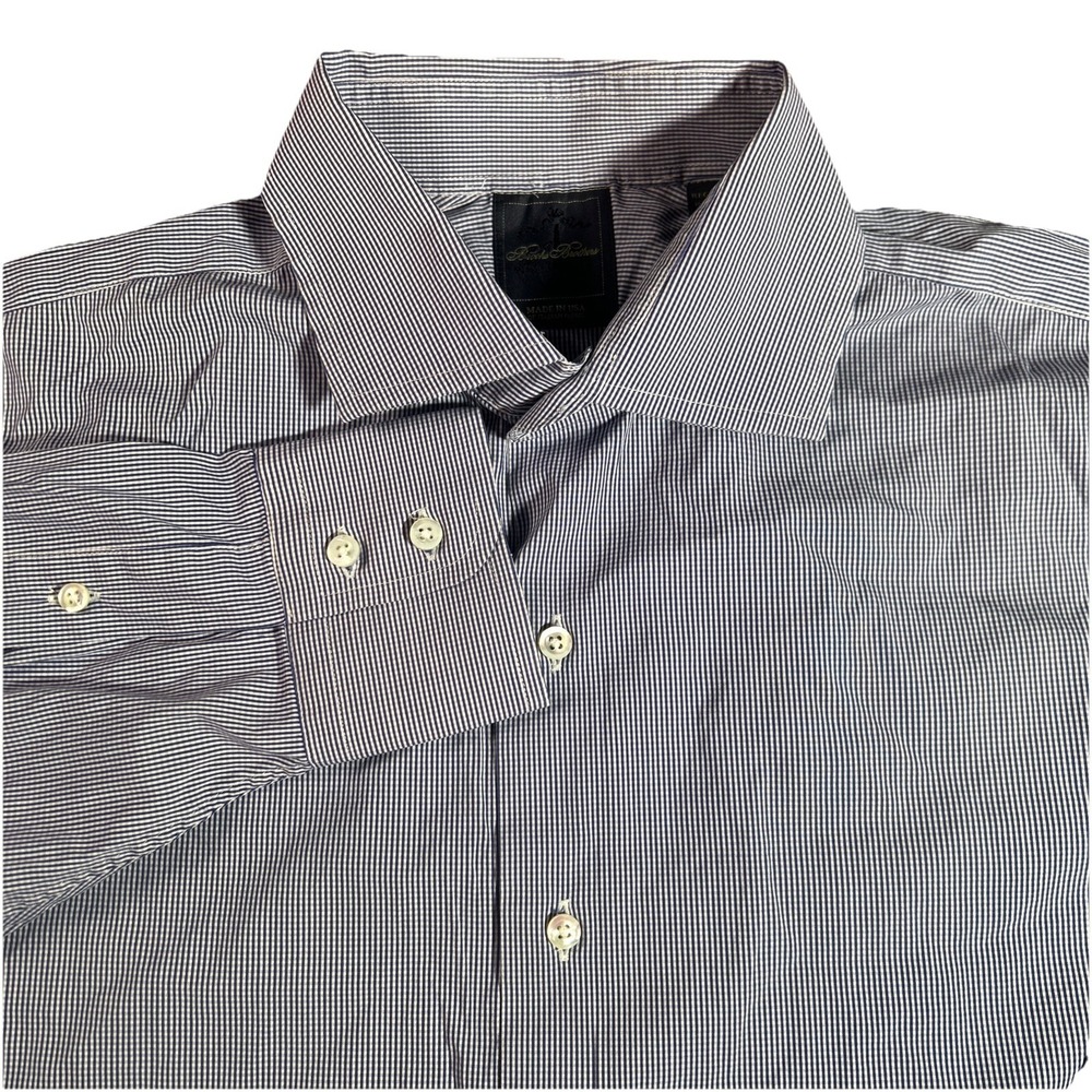 Brooks Brothers Regent Men's 16.5-33 Blue Check Button Down Made‎ In USA Italian